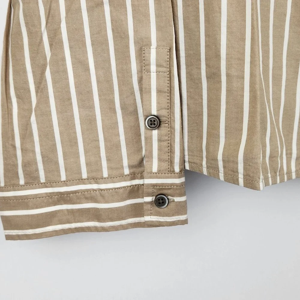 NWT Everlane Brown Stripe Button Up Collared PJ Pajama Shirt sz S - Picture 4 of 8